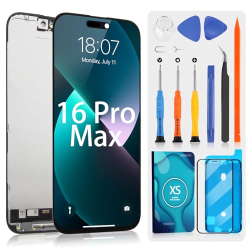 Schermo LCD per iPhone 16 Pro Max Incell per 16 Pro Max LCD Display A3296 A3084 A3295 A3297 Touch Screen Digitizer Assemblea Completa con Strumenti Nero senza Telaio