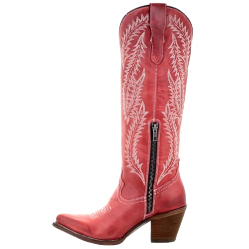Corral Boots Women's E1318 Rioja Red Embroidered Snip Toe Cowboy Boots4