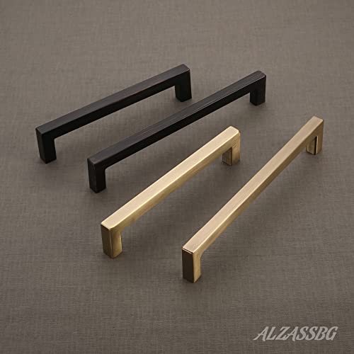 Alzassbg 5 Pack Brushed Antique Brass Cabinet Pulls, 6-1/4 Inch(160Mm) Hole Centers Cabinet Handles Square Kitchen Hardware For Drawer Dresser Handle Pull Al3041Ab #TOP1