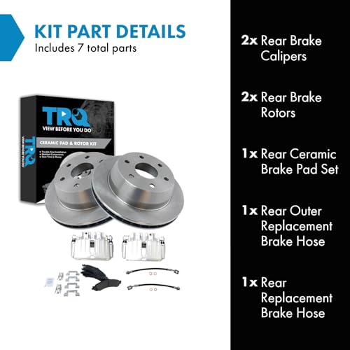 Image of TRQ Brake Pad & Rotor Kit Ceramic Compatible with 02-06 Cadillac 00-06 Chevrolet GMC