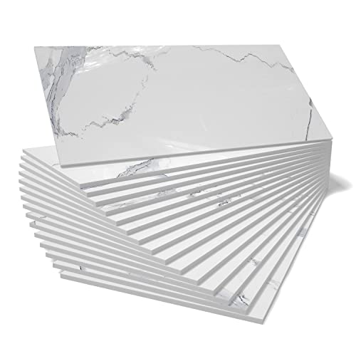 White Marble Backsplash Tiles Peel and Stick for Kitchen Bathroom RV Shower,Smart Wall Tile...