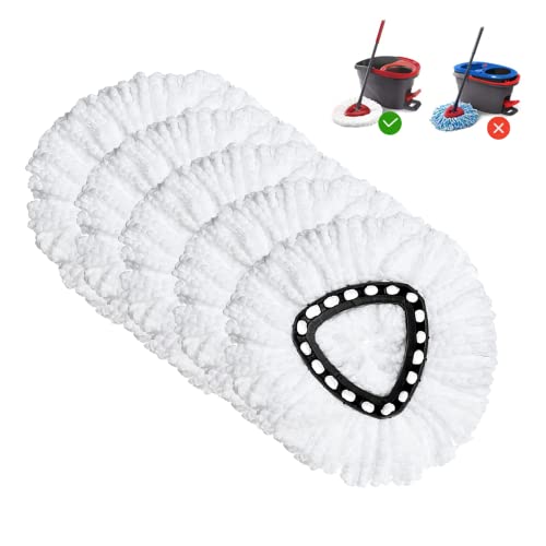 Image of Spin Mop Replacement Head 5 Pack Mop Refill Compatible with Ocedar Triangle Swivel Mops Microfiber Swivel Mop Refill,Deep Clean,Machine Washable and Easy to Replace