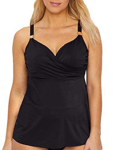 Miraclesuit Surplice Underwire Tankini Top D-DDD Cups, 36DDD, Black
