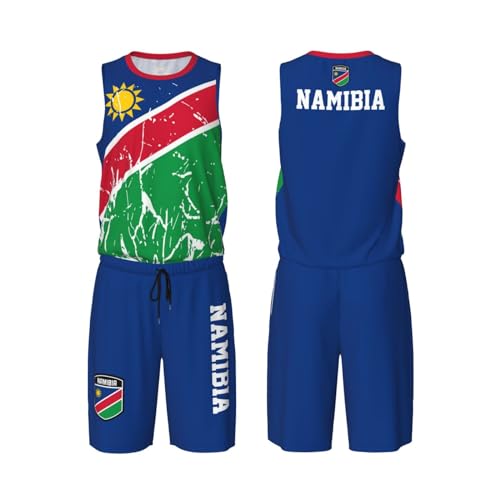 Namibia Flag Grain (1) Basketball Jersey Uniform Suit for Men Women Adults Training Athletic Set