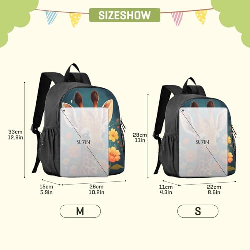 RunningBear Floral Giraffe Teal Kids Backpack for Boys Girls Lightweight School Bag for Kids2