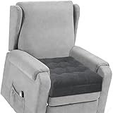 TANYOO Recliner Seat Cushion for Elderly - Patented Dual Design for Sagging Recliner Replacement & Easy Get Up, Booster Cushion Relieves Back Pain from Sofa, Couch, Chair 20x20x5 Inches Dark Grey