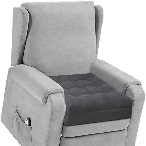 TANYOO Recliner Seat Cushion for Elderly - Patented Dual Design for Sagging Recliner Replacement & Easy Get Up, Booster Cushion Relieves Back Pain from Sofa, Couch, Chair 20x20x5 Inches Dark Grey