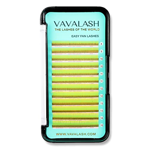 VAVALASH Colored Easy Fan Eyelash Extensions 0.07 CC Curl 8-15mm Mixed Lash Tray Yellow Self Fanning Lashes Colorful Volume lash extensions（Yellow,0.07-CC-8-15mm）