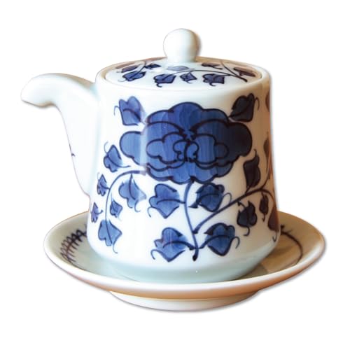 醤油差し しょうゆさし 受け皿付き 調味料入れ おしゃれ かわいい コンパクト 日本製 陶器 磁器 有田焼 唐草 突立醤油さし 90ml