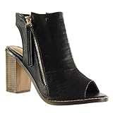  Angkorly Damen Schuhe Sandalen Stiefeletten Peep-Toe Offen Low Boots Multi-Zaum Fertig Steppnähte Reißverschluss Blockabsatz high Heel 9.5 cm Schwarz 12 M107 T 38