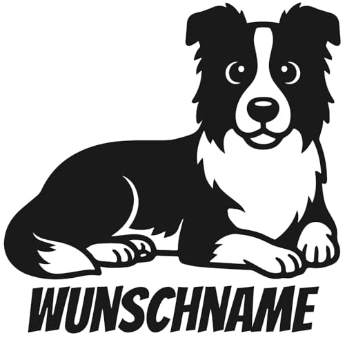 Samunshi® Border Collie mit Name Hunde Aufkleber Autoaufkleber für Motorrad Fahrrad Roller oder Auto Wohnmobil SUV Geländewagen Sticker Dog Dogo 10 x 10cm