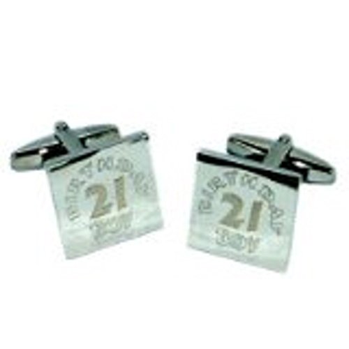 Mancuernillas para hombre grabadas 21 cumpleaños miniatura 1