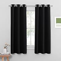PONY DANCE Black Blackout Thermal Insulated Curtains for Living Room & Kids Bedroom, Shading Energy Saving Door Curtains with Eyelet, 2 Panels Window Drapes, W 37" x L 63"