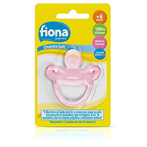 Chupeta Fiona Soft 100% Silicone Anatômico Tam 2 (Maiores De 6 Meses) - Rosa - Fiona Rosa