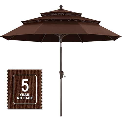 Image of MASTERCANOPY 9ft 3-Tier Olefin Patio Umbrella, Coffee