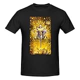 Saint Anime Seiya Men's Shirt Print Art Crew Neck Short Sleeve T-Shirts Cotton Tees Black Large