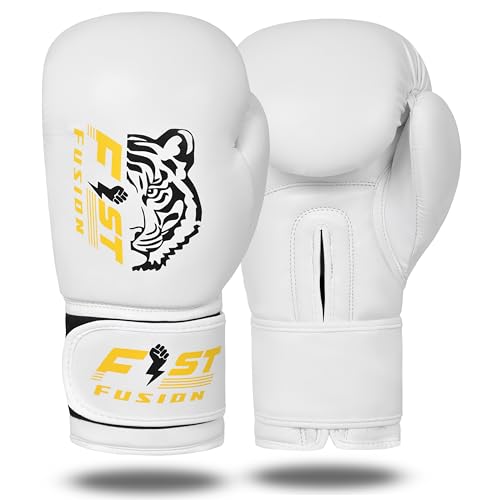 Kids Boxing Gloves Training and Sparing Muay Thai Kickboxing Workout Youth Gloves MMA Junior Punching Bag Mitts 2oz 4oz 6oz (White, 6oz)