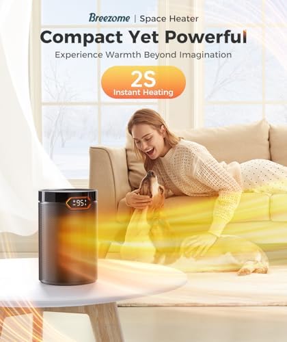 BREEZOME Space Heater,1500W PTC Ceramic Portable Electric Heaters,Black - image 6