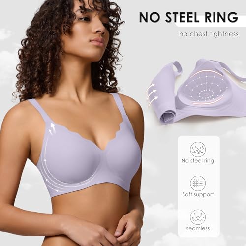 Image of Seamless Wireless Bra for Women with Support - No Underwire Full Coverage Push Up Comfort Bras - Back Fat Smoothing Bralette