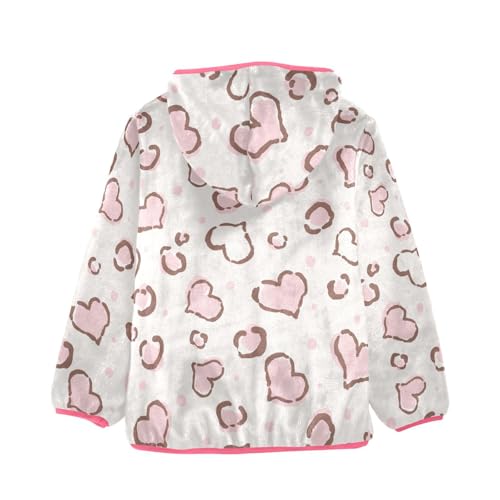 OTVEE Animal Cute Pink Hearts Seamless Kids Hoodie Jacket Fall Spring Full Zip Warm Outwear Coat2
