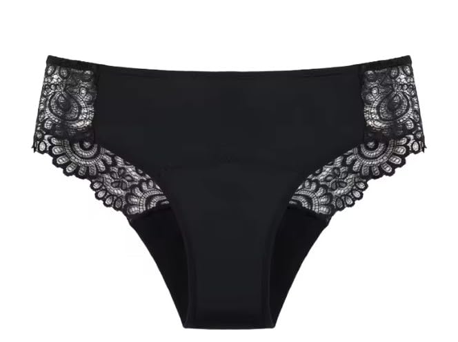 VEINTITRÉS Braga Menstrual Reutilizable para Mujer con Encaje Lace Light – Tiro Alto – Absorbente, Antifugas y Antiodor – Flujo Leve – Ropa Interior Menstrual Lavable, Cómoda y Discreta