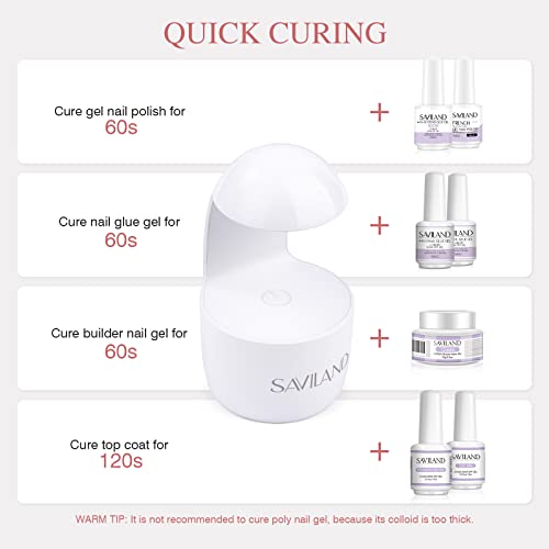 Saviland Mini Led Nail Lamp, Mini U V Lamp For Gel Nails, Portable Usb Nail Lamp Easy To Carry Quick Nail Dryer Curing For Travel Manicure Nail Art Gel Nail Polish Home & Nail Salon Diy #TOP2