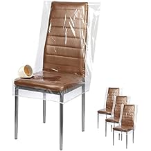 Houseables Plastic Chair Covers for Dining Chairs, Plastic Seat Covers, Dining Room Seat Protector, Clear Vinyl Slipcovers, Waterproof Chairback Protectors, for Kitchen, Cats, Transparent, 24x22, 4PK
