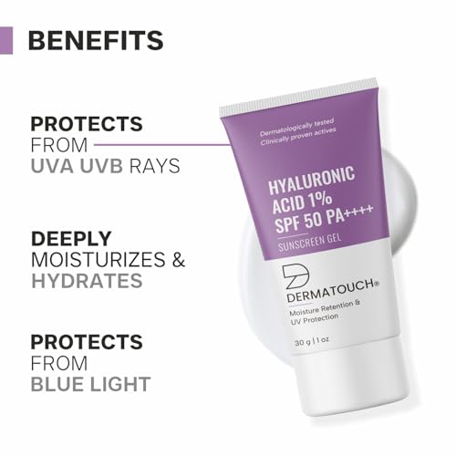 Image of DERMATOUCH Hyaluronic Acid 1% Sunscreen | SPF 50 Pa++++ | For All Skin Types | No White Cast | 30g