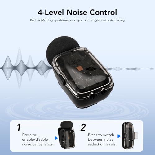 Image of UTECTION by VOOK Wireless Mic with Noise Cancellation - Clip-On Collar Mic for iPhone & Android | Long Battery | Mic Wireless for YouTube, Vlogging & Video Recording