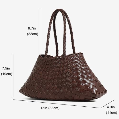Image of Rejolly Basket Tote Bag for Women Woven PU Leather Shoulder Handbag Chic Purse