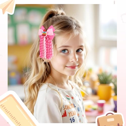Pinzas para cabello de lazo rizado rosa 3 pulgadas miniatura 5