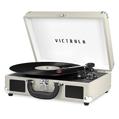 Victrola Journey Bluetooth Portable Suitcase Record Player – with Built-in Speakers, 3 Speed Vinyl Record Player, RCA Out, Headphone Jack (Light Grey) - Les Beatles, Paul McCartney, John Lennon, RIngo Starr, George Harrison Victrola Journey Bluetooth Portable Suitcase Record Player – with Built-in Speakers, 3 Speed Vinyl Record Player, RCA Out, Headphone Jack (Light Grey)