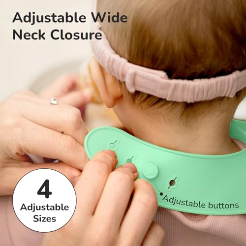 Image of R for Rabbit Safari Silicone Bib for Baby Food Feeding BPA Free, Adjustable Straps Waterproof Built-in Food Pocket Mess Free Ideal for Babies 6 to 36 Months