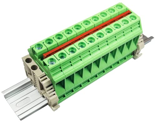 Borniers sur rail DIN 60A Dinkle DK10N-GN pour câblage sécurisé 6-20 AWG