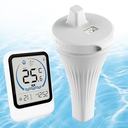 Termometro a Piscina Funk, Termometro Digitale per Piscina Galleggiante Impermeabile IP68, Termometro Interni ed Esterni per Piscine, Acquari, Vasche da Bagno, Laghetti, Stagno
