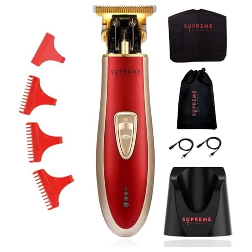 Supreme Trimmer Hair Trimmer ST5220 Beard Trimmer for Men, Professional Barber Liner Cordless Hair Clipper – Red T-Shaper Li