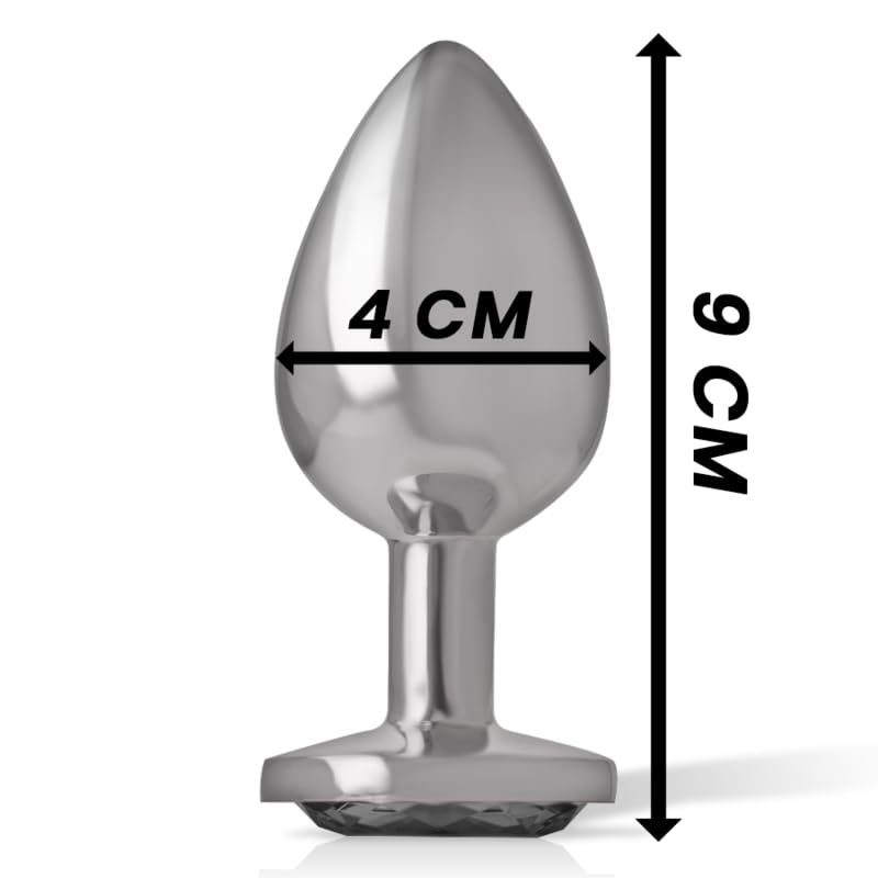 Plug anal en métal avec grand cristal noir facetté Intense L
