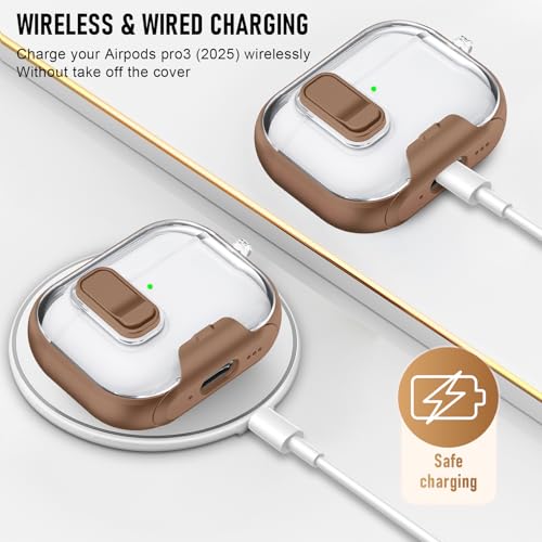 Image of Compatible Airpods Pro 3 Case (2025) with Phone Stand & Cleaner Kit,Print Soft Silicone Lock Clip Apple AirPods Pro 3rd Generation Case, Airpod Pro 3 Cover with Keychain for Women /Girls,Rose Gold