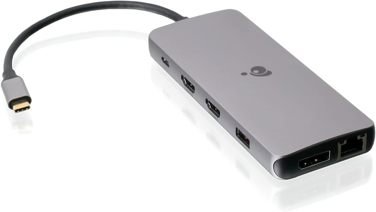 IOGEAR USB-C Triple Display Dock Station - 4K 60Hz - 2 HDMI - 1 DisplayPort - 2 USB 2-2 USB 3 - Ethernet - 3.5mm Audio - USB-C 100W PD - MacBook Pro/Air Thunderbolt 3 - Type C Laptop - GUD3C4K3P