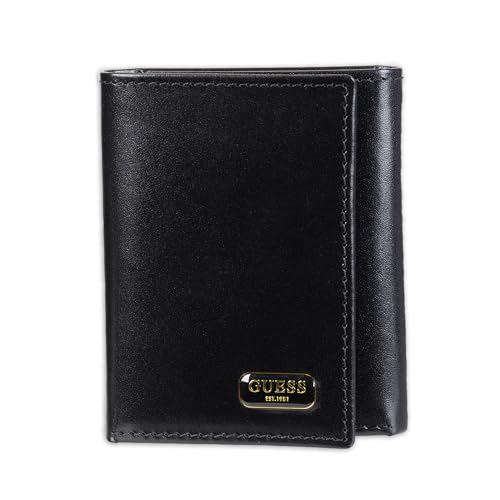 GUESS Men's Leather Trifold Wallet, Black Chavez, One Size