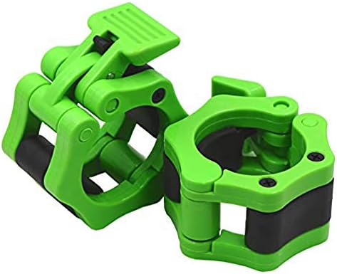 IADUMO Locking Pair of Weight Bar Clamps,Olympic Barbell Clips 2 Inch,Gym Bar Clamps,Quick Release Bar Plate Clips for Olympic Lifts Workout (Neon-Green)