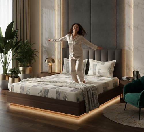 Image of 400 TC Cotton Feel Elastic Fitted Bedsheet King Size Double Bed Set || Includes 1 Elastic Bedsheet King Size Cotton & 2 Pillow Covers (78 x 72 Inches, Beige)