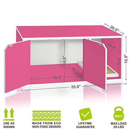 Way Basics Eco Cat Litter Box Enclosure Modern Cat Furniture (Tool-Free Assembly and Uniquely Crafted from Sustainable Non Toxic zBoard Paperboard), Orange