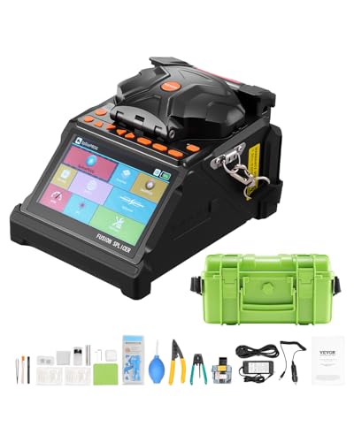 VEVOR Soudeuse Fibre Optique 6 Moteurs Épisseuse Fusion Fibre Optique Alignement Noyau Gaine, Épissage 6 s, Chauffage 13 s, Écran LCD, Support de Fibres 3 en 1, Batterie 7800 mAh pour SM MM DS NZDS