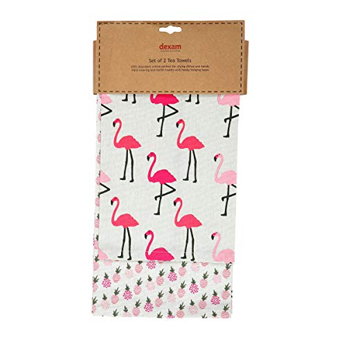 Dexam Flamingo 2er Set Geschirrtücher Pink One Size