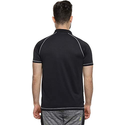Campus Sutra Men Polyester Regular Fit Polo Activewear T-Shirt for Casual Wear|Spread Collar|Short Sleeve|Half-Button Closure|Jersey T-Shirt Jacket Crafted with Comfort Fit for Everyday Wear