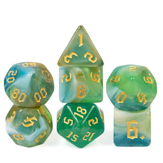 Forgotten Planet Dice Druid Earth Nature Dice Green Polyhedral D&D Dice for Dungeons and Dragons and Tabletop RPG's
