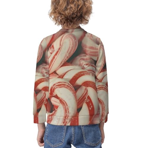 Peppermint Candy Canes ChristmasChildren's Casual Pullover Sweatshirt Loose Fit7-9Y2