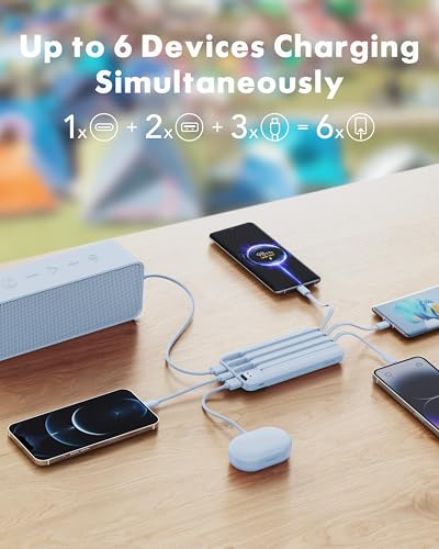 Batería externa carga rápida 20W para iPhone y Samsung con cables integrados 3