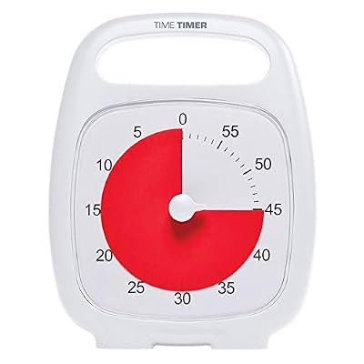 TIME TIMER PLUS 60 minutes Visual Analog Timer Watch - Optional Actual Alarm (Loudness Controller) No loud ticking; Time Management Tool (White)